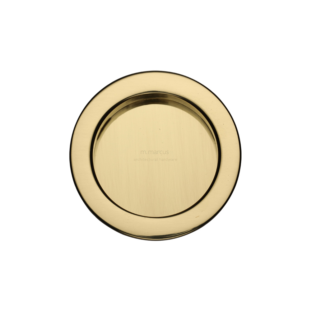 Pocket Door Round Flush Pull Pair - Polished Brass